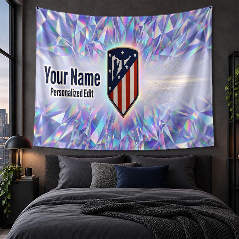 Personalized Tapestry Wall Hanging Atletico Madrid FC Pattern Art Background Cloth