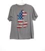 Disney Mickey Mouse American Flag Graphic T-Shirt Gray Short Sleeve Crew Neck L
