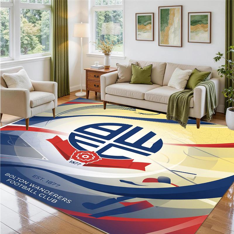 Bolton Wanderers FC Design Crystal Velvet Rug Soft Decorative Mat for Bedroom Entrance