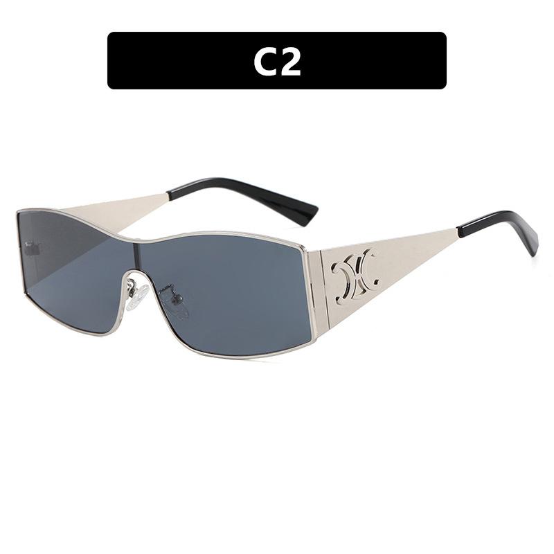 

1PC One-piece Large Frame Sun shades Metal Stylish and High-end Eyewear Future Sense Windproof Cycling Sun shades for Women