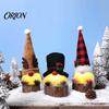 Christmas Gift Ideas Gnome Figurine, Snowflake Knit Hat LED Light Up Rudolph Tree Decorations Doll, Nordic Noel Plush Ornament for Home, Festive Party
