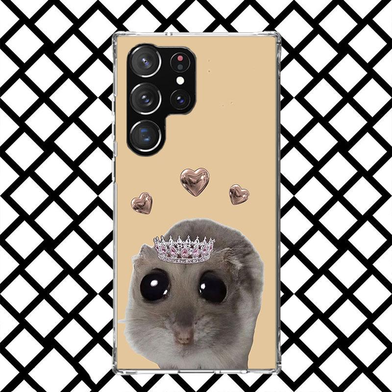 Funny Sad Hamster Meme Phone Case for Samsung Galaxy S26 S25 Edge S24 S23 Ultra S22 Plus S21 FE S20 + Soft Cover Print Fundas Ga