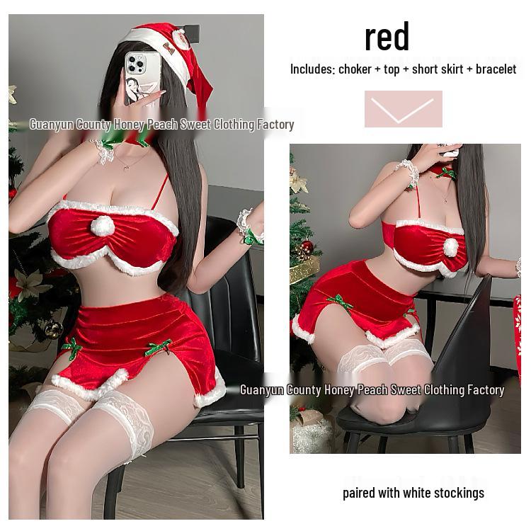 Winter Style Red Temptation: Sexy Christmas Lingerie Set