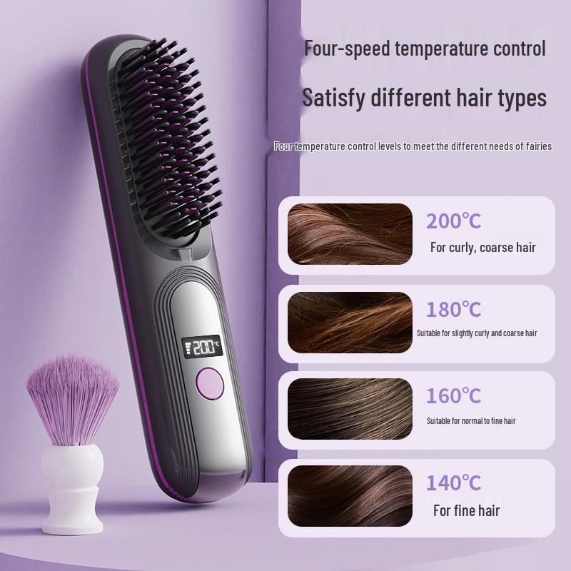 Non-Damaging 2-in-1 LCD Hair Straightening Comb for Straight & Curly Hair