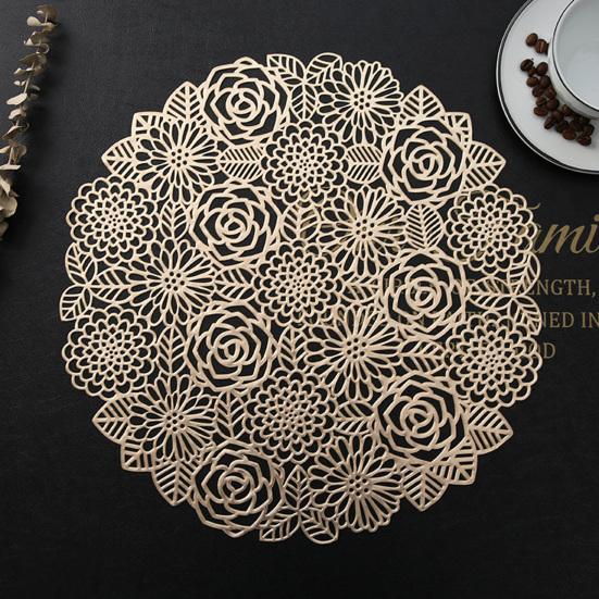 Place Mat Wide Application Foldable PVC Flower Hollow-carved Dinner Mat