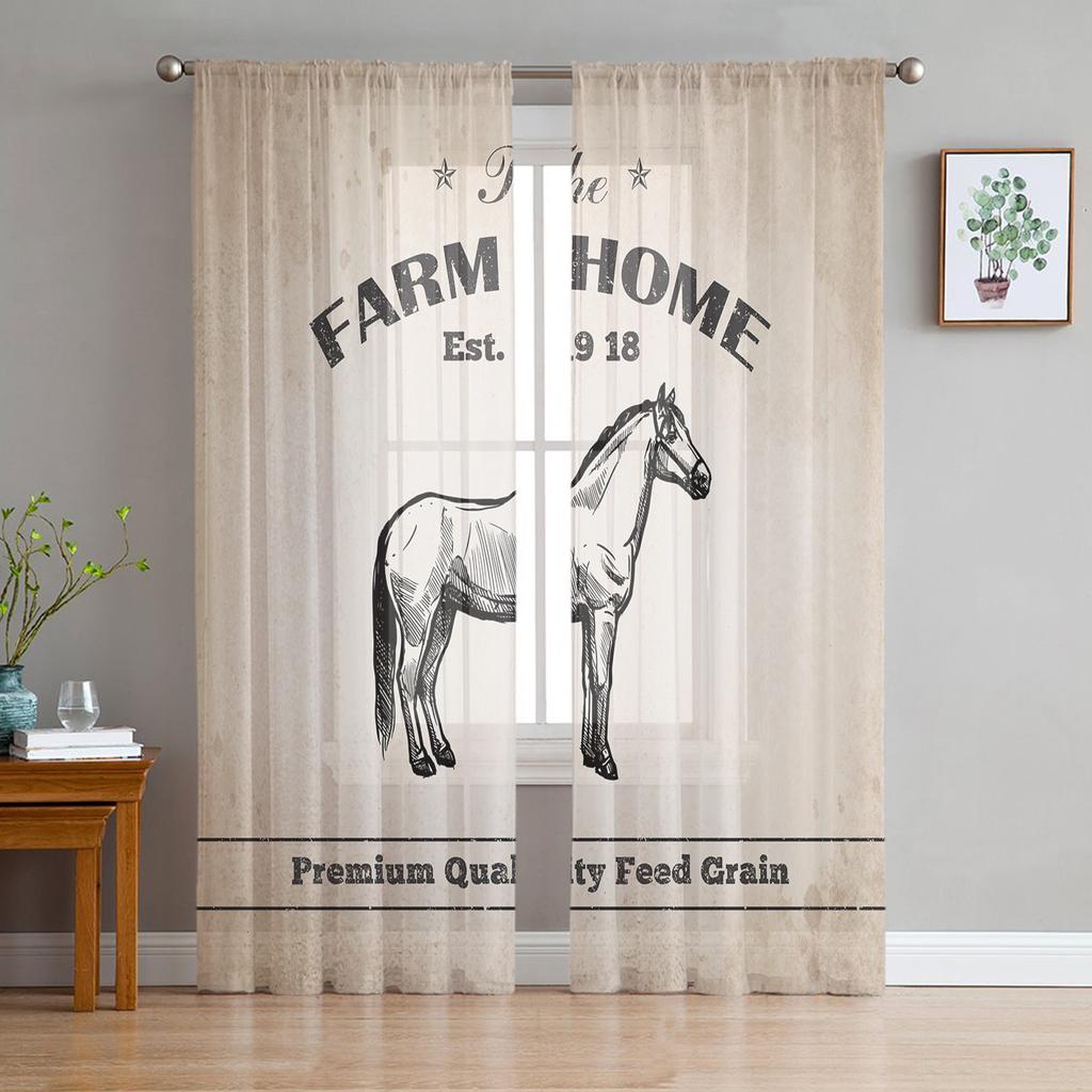 Wild Horse Animal Window Treatment Tulle Modern Sheer Curtains for Kitchen Living Room the Bedroom Curtains Decoration
