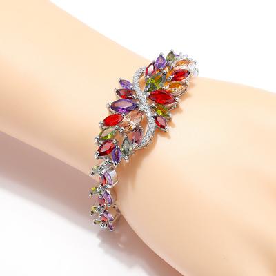 Evropský a americký zirkonový náramek s plně vsazenými diamanty, vícebarevný, dodává se s prodlouženou sponou