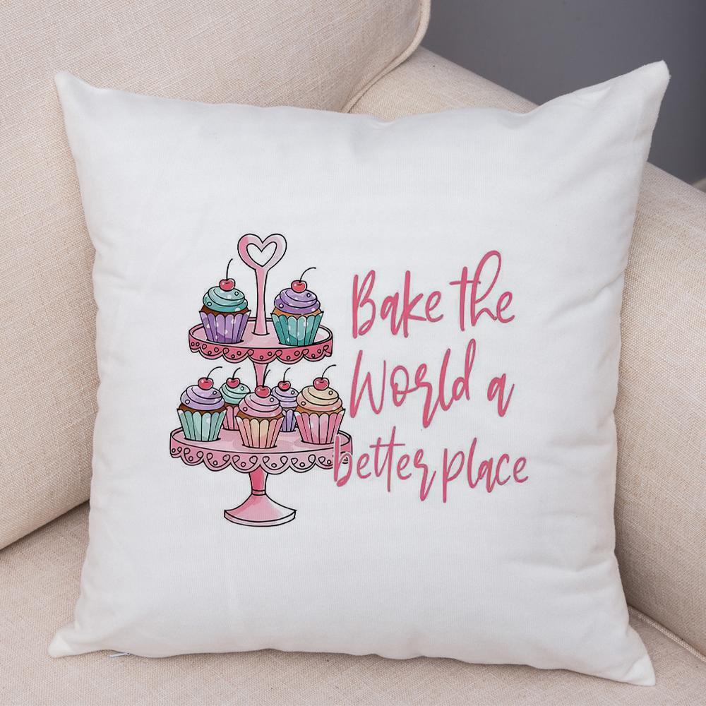 Christmas Baking Crew Cushion Cover Double Print Crazy Baker Doll Pillowcase Soft Plush Mama Makes Dough Bread Cushion Cover 40x40cm 16x16in