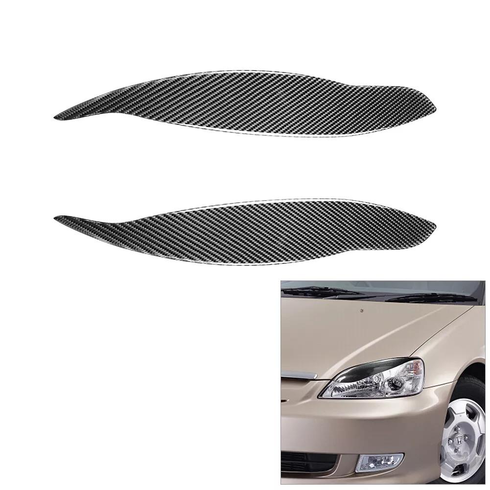 2Pcs For Honda Civic 1999 2000 Carbon Fiber Headlight Eyelid Cover Eyebrow Trim