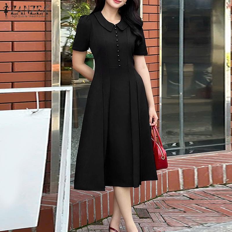 ZANZEA Lässiges Sommerkleid mit kurzen Ärmeln für Damen