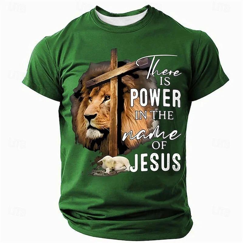 Fashionable Lion 3D Printed T-Shirt Men's & Women's Summer Casual Short Sleeve Wolf Tiger Lion Animal Print Pullover