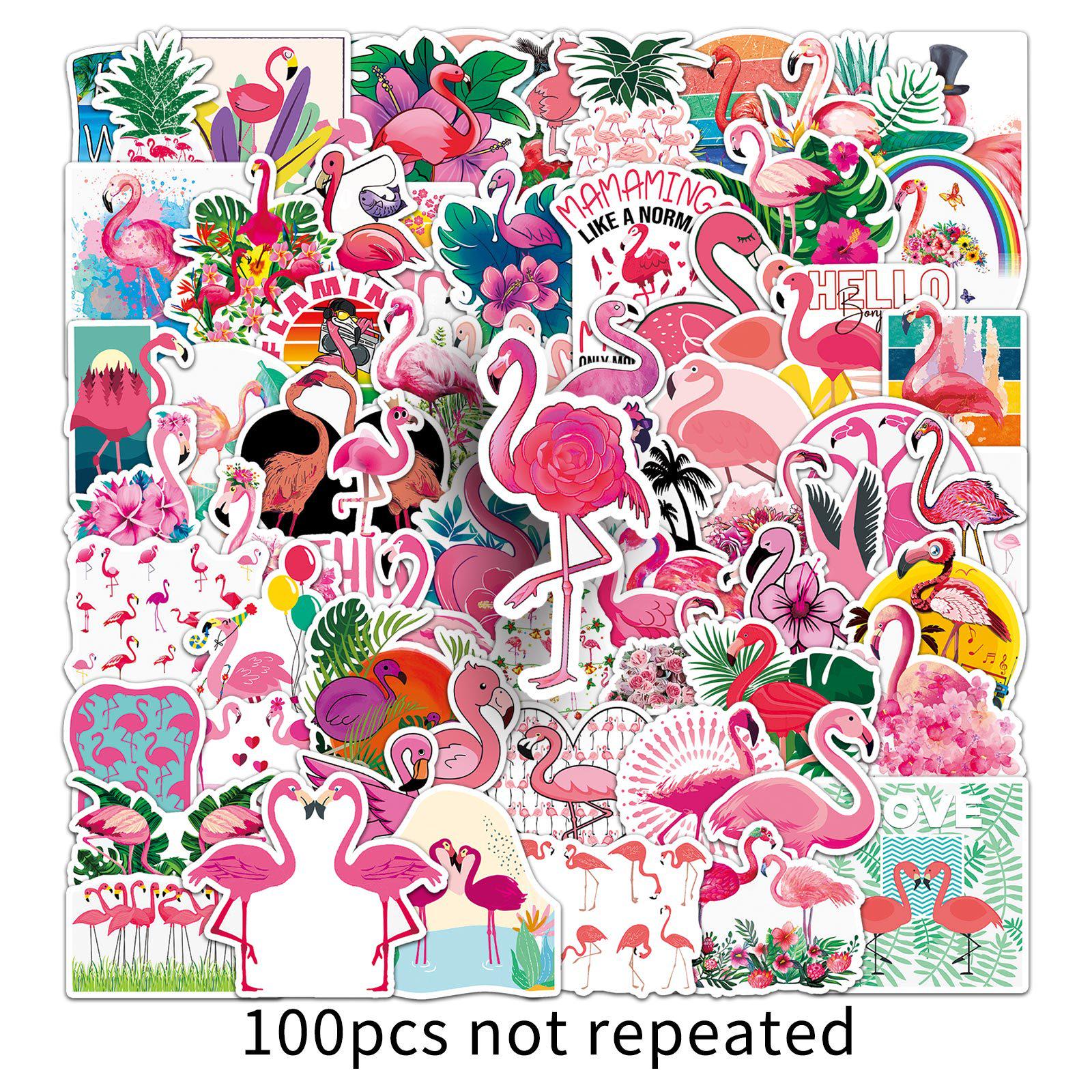 100 Flamingo Graffiti Cartoon Animal Stickers - Waterproof DIY Journal & Suitcase Decoration