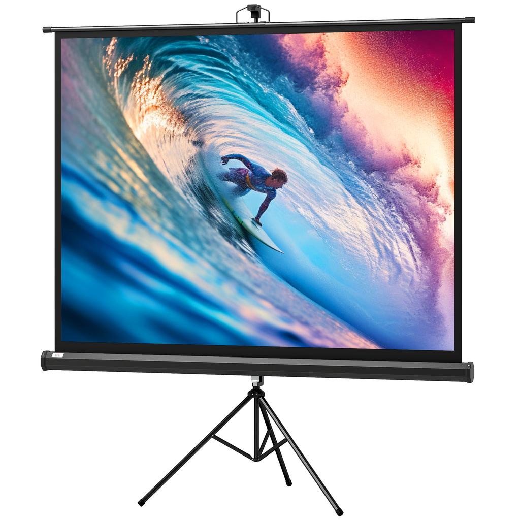 Projection Screen in 4:3 Format, Cinema Screen, Presentation Surface for Home or Office, Black