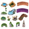 DEARMAMY Miniature Garden Ornaments, Set of 15 Resin Handmade Terrarium Figurines, 1.93 X 0.87 X 0.87 Inches, Micro Landscape, Dollhouse, Bonsai,