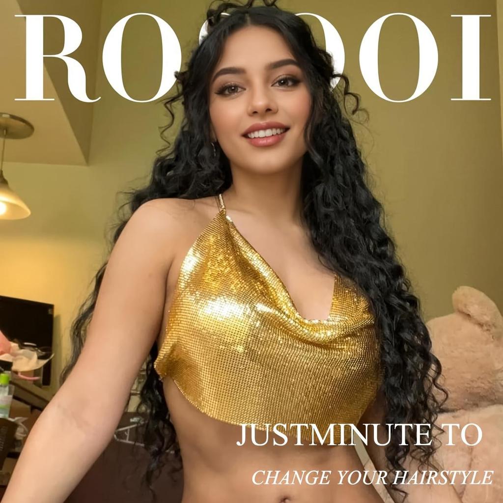 Nastavitelný culík se stahovací šňůrkou - Dlouhý vlnitý syntetický příčesek pro ženy - Pro každodenní nošení - Vhodný pro všechny typy vlasů