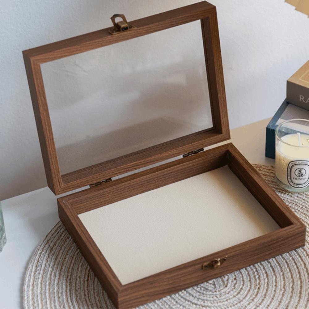 Glass Lid Jewelry Organizer Velvet Earrings Display Tray Multipurpose Ring Display Holder  Store