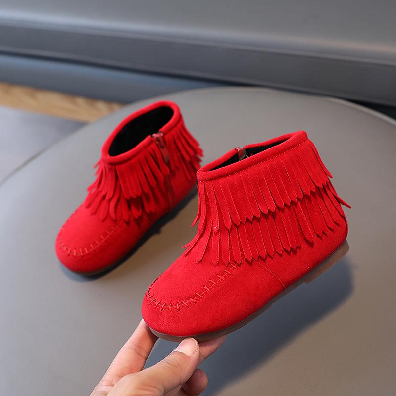 

Зимние ботильоны с кисточками для девочек - Принцесса Снежная и Мартин Детские хлопковые туфли Size 21 - 13.5cm