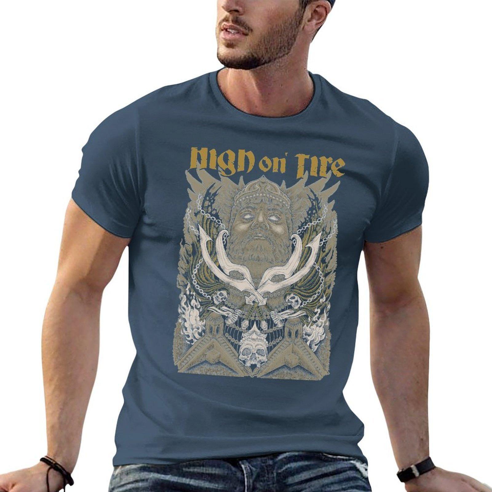 High on Fire Poster TShirt black cotton tshirt plain for man package cotton t shirts man 100 TShirt S