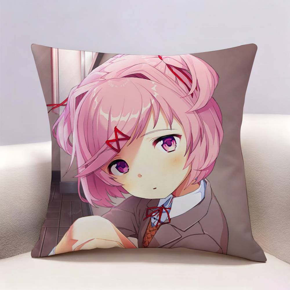 DDLC Natsuki Doublesided print Pillow Case Pattern Printed Pillowcase For Living Room Sofa Cushion Cover