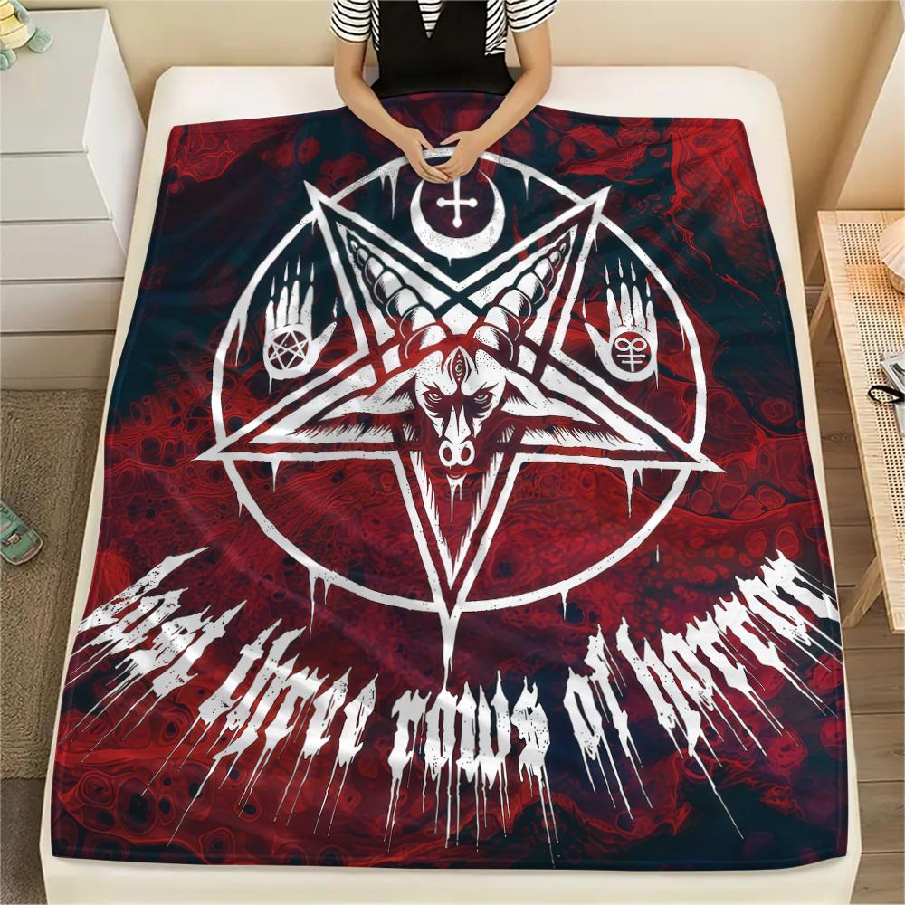 1 Stück Flannelldecke mit Satansymbol-Aufdruck, Hohe Qualität für alle Jahreszeiten, Heimdekoration, Wärme und Komfort, Perfekt für Weihnachtsgeschenke