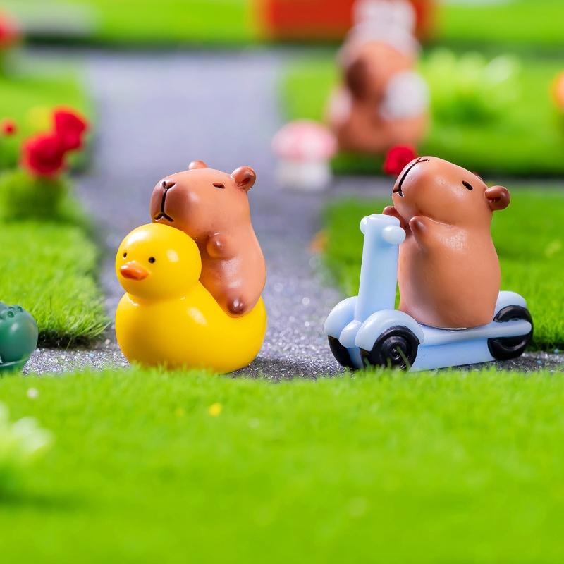 2 ks Mini Pryskyřičné Kapybara Miniatury Figurky Roztomilá Vílí Zahrada Zvířecí Ozdoba Mini Soška Dekorativní Malá Krajinářská
