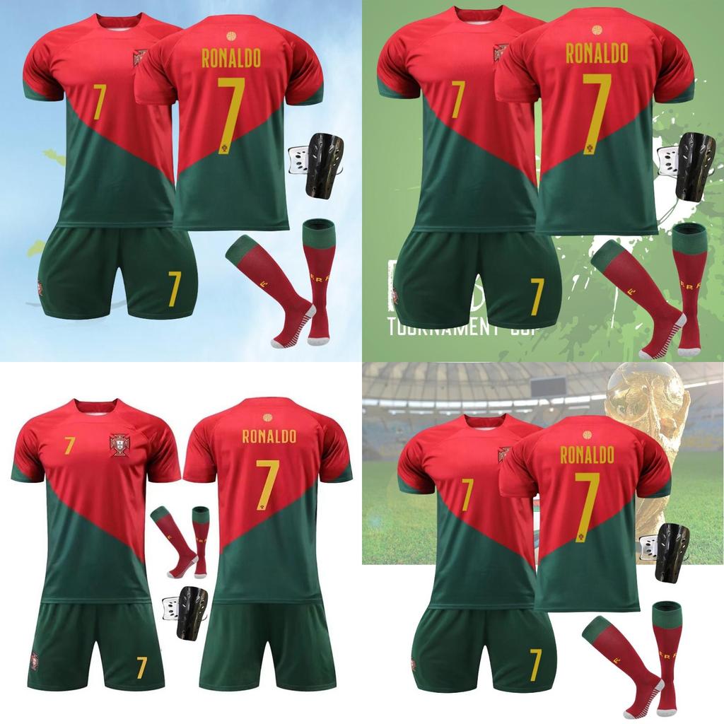 Children's Portugal Football Jersey Set World Cup Soccer Shirt Cristiano Ronaldo Number 7 Jersey Sports Suit