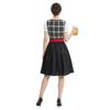 Vintage Plaid Lace Up Dress with Retro Style Sleeveless Fit and Flare Mid Length Dress for Women