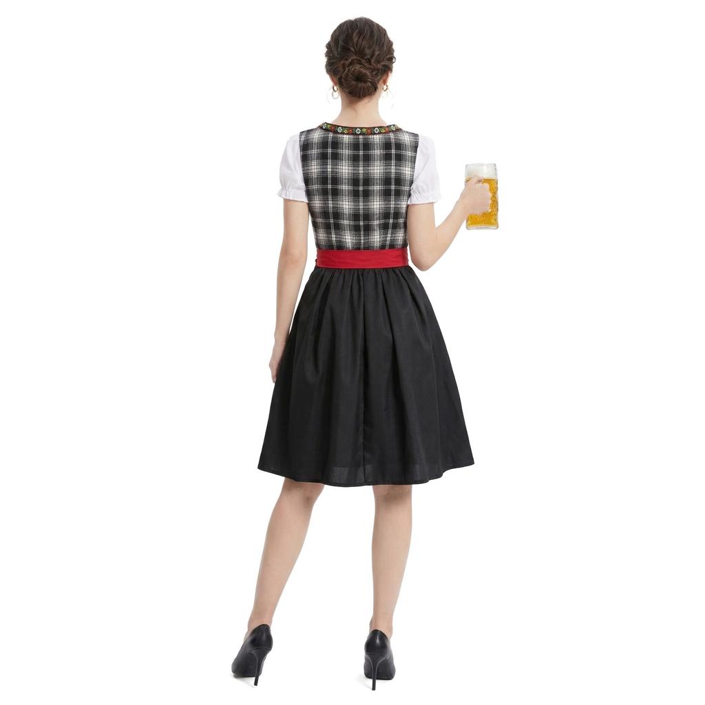 Vintage Plaid Lace Up Dress with Retro Style Sleeveless Fit and Flare Mid Length Dress for Women