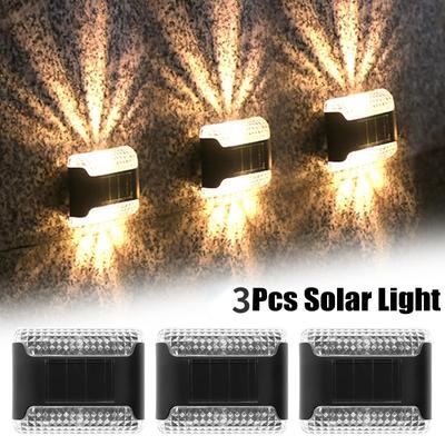 3 pezzi Luci Solari a LED da Esterno Impermeabili Lampada da Parete da Giardino Recinzione Cortile Patio Scale Balcone Decorazioni Illuminazione Solare Su e Giù