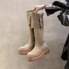 Womens Over-the-Knee Thick Heel Boots Versatile Foldable