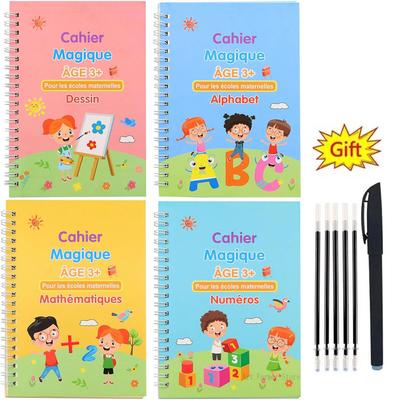 4 Bücher Magisches Buch Montessorii Pädagogische Zeichenspielzeuge Montessori Bildung Kinder Kopierübung Französisches Schreibheft
