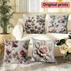 D Embossed Rose Floral Pillow Covers Pattern Cushion Cover Suitable for Sofa Bedroom Car Pillow Cover