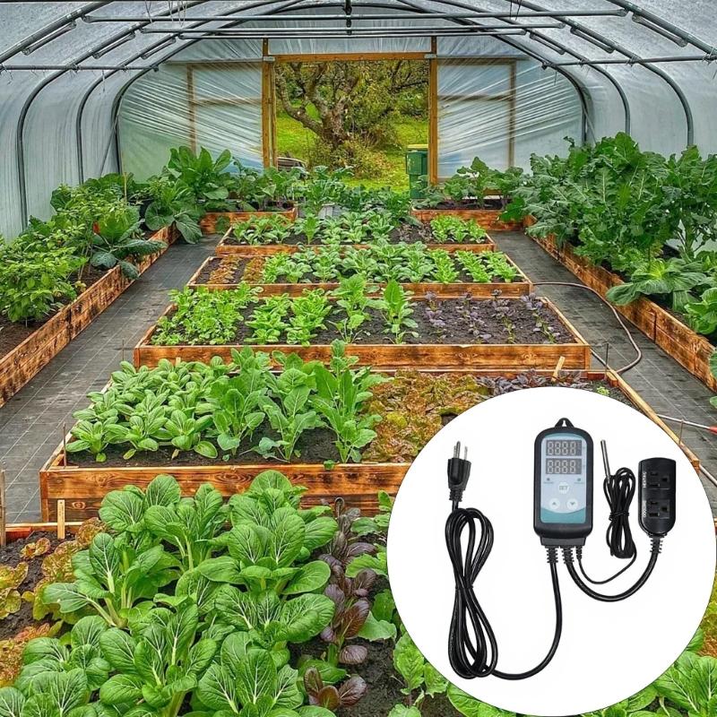 Digital Temperature Controller 1100W 110V for Greenhouses Mushroom Cultivation Home Brewing Heating with Accurate Digital Display