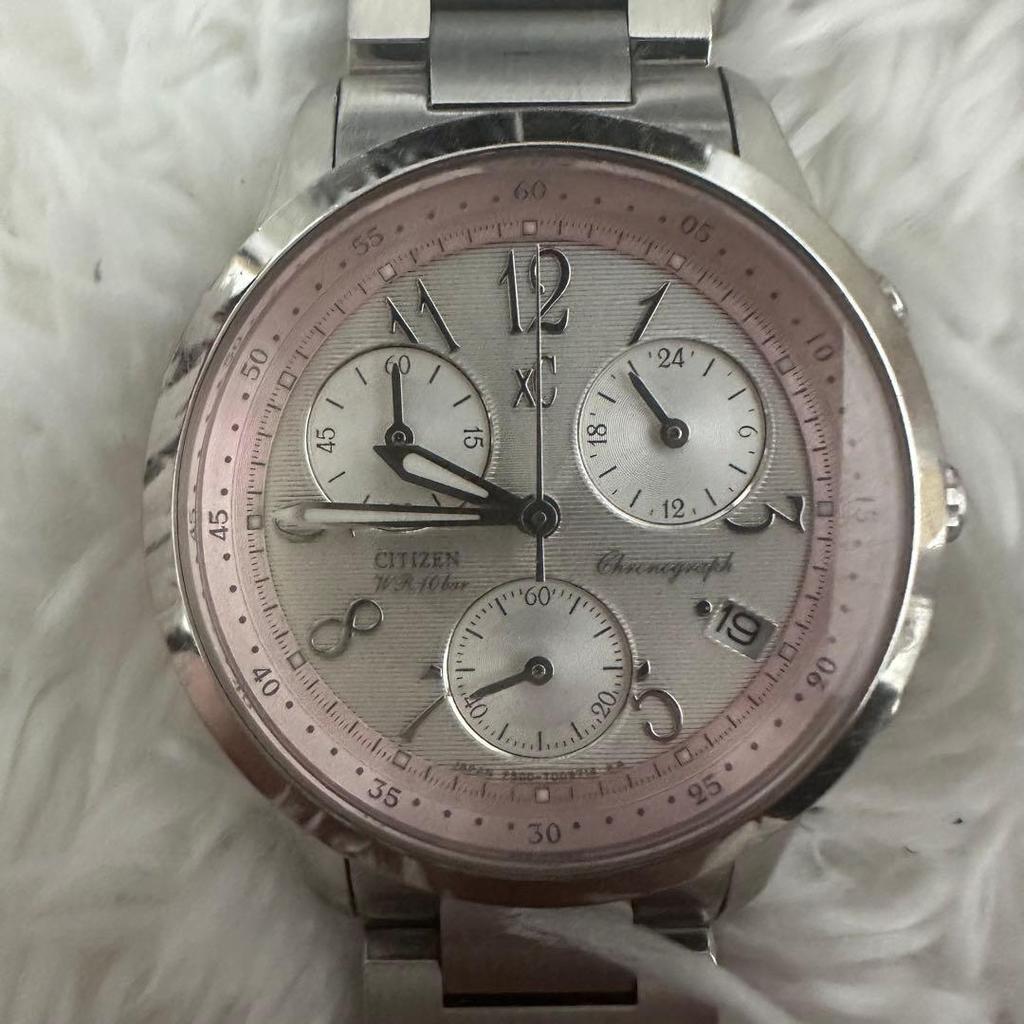 Used CITIZEN Chronograph Watch Pink XC