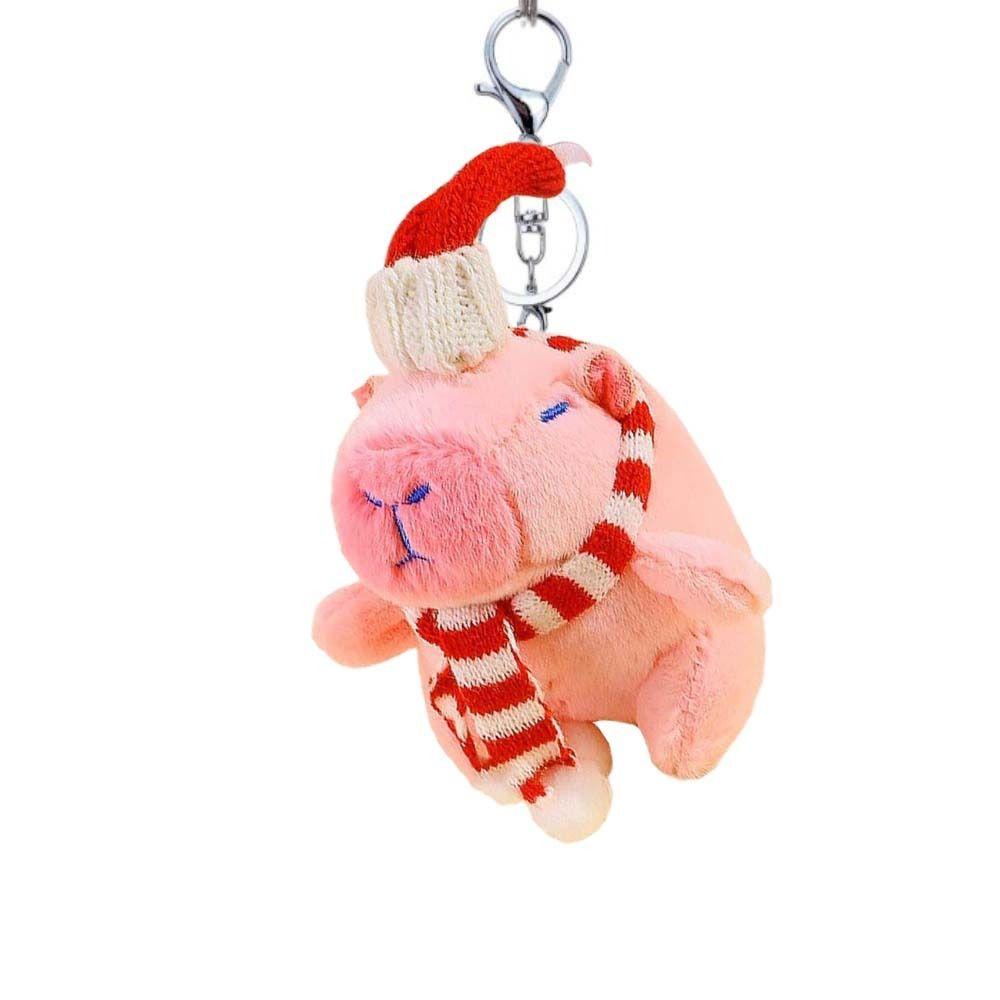 Cross Dressing Scarf Capybara Keychain PP Cotton Plush Animal Key Ring  Ornaments