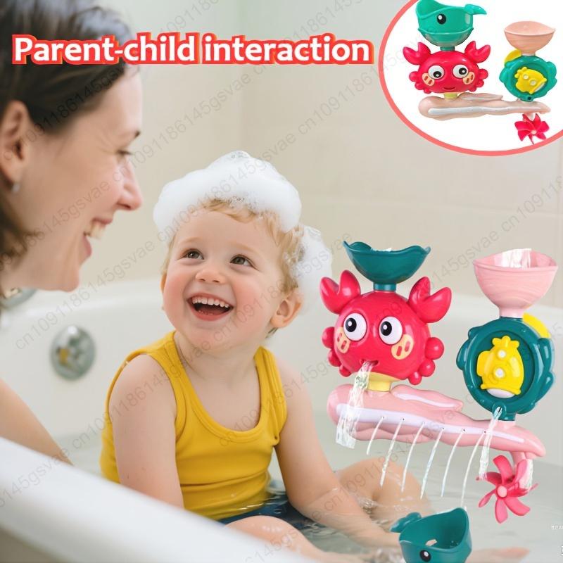Interactive Suction Cup Bath Toy Set for Youngsters - Rotating Water Wheel, Fun Bathtub Play Toy, Durable ABS Material