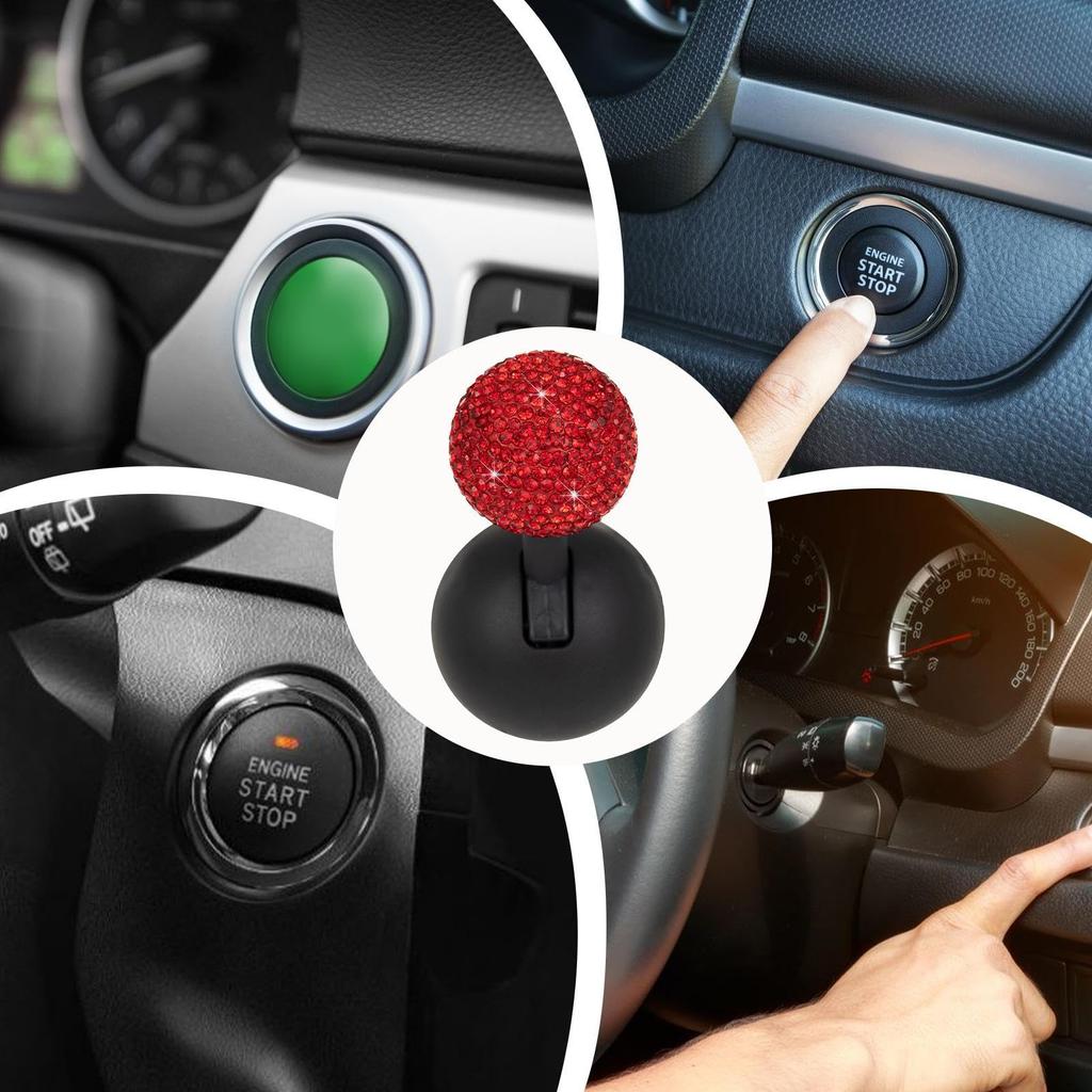 Auto-Ein-Tasten-Starthebel mit Strassstein-Dekoration Push-Start-Joystick-Kugel Ein-Tasten-Start