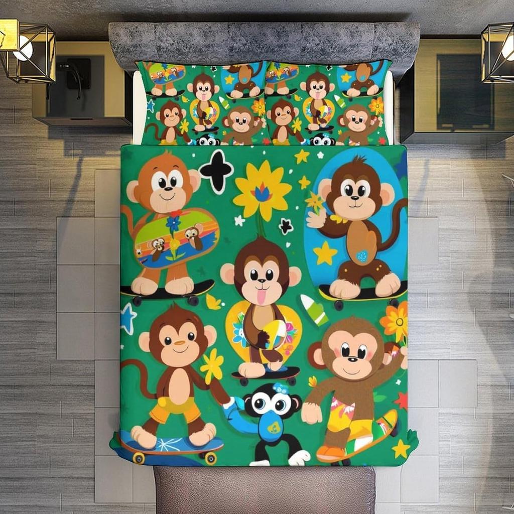 Duvet Cover Set Monkey Printed Duvet Covers Bedding Set For Kids Teenagers Adult Soft Breathable Quilt Cover With Pillowcase