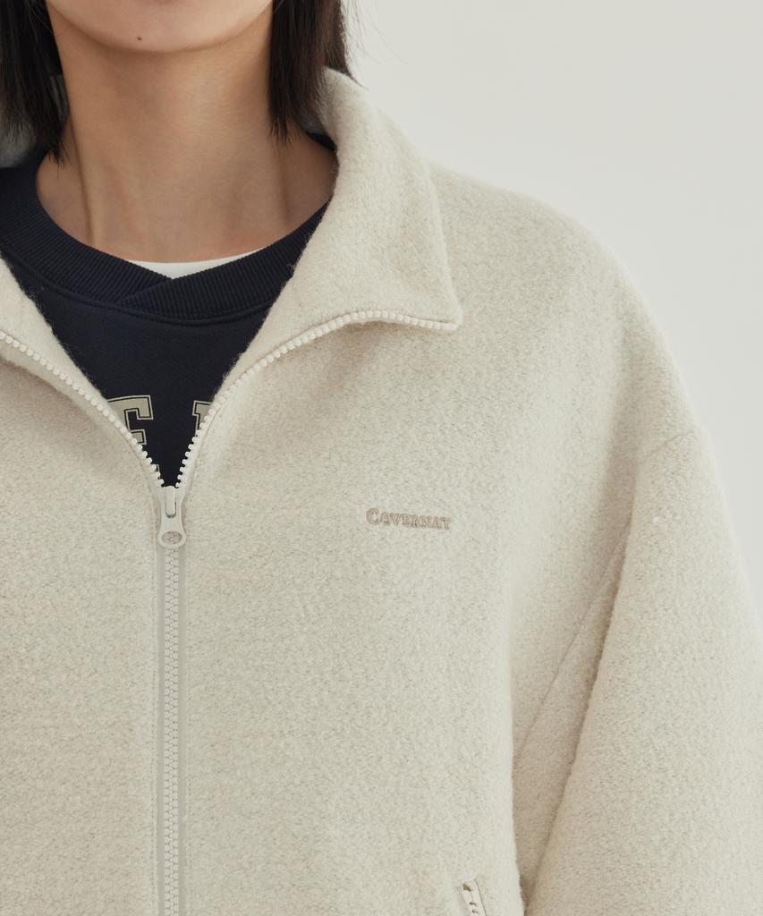 COVERNAT Wool Zip-Up Jacket Oatmeal