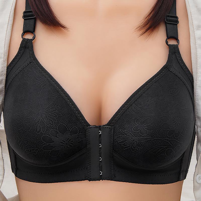 Plus Size Wire-Free Front Buckle Breathable Bra with Side Support