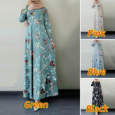 Womens Muslim Dress Islamic Clothing Long Sleeve Round Collar Print Dress Dress Maxi Dresses Plus Size S-5XL
