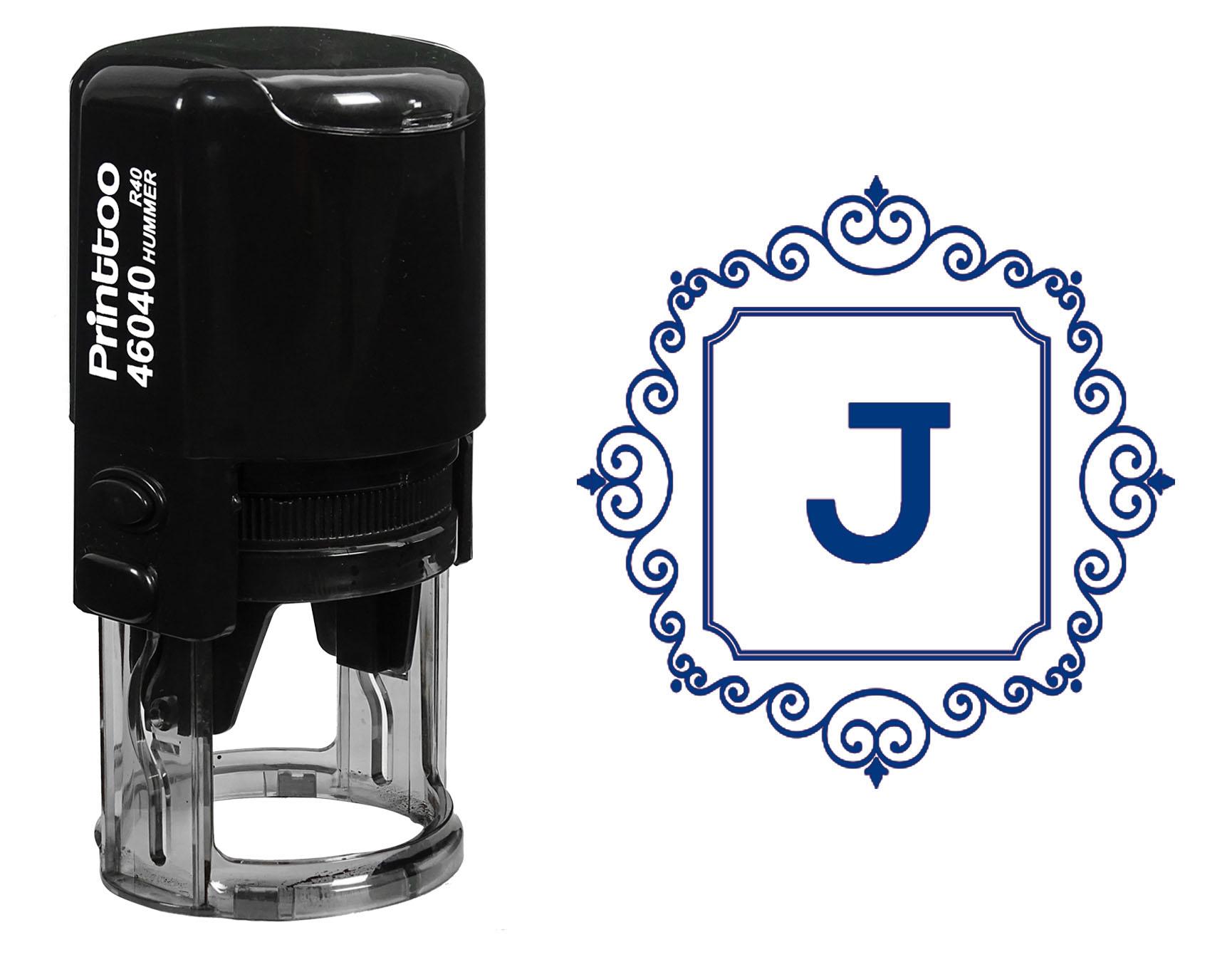 

Printtoo Square Swirl Border R-40 J Alphabet Monogram Initial Office Stationary Self Inking Rubber 30 mm Diameter (Approx) синій