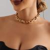 Foreign trade jewelry, punk hip-hop style collarbone neck chain necklace, simple and versatile thick aluminum chain metal necklace.