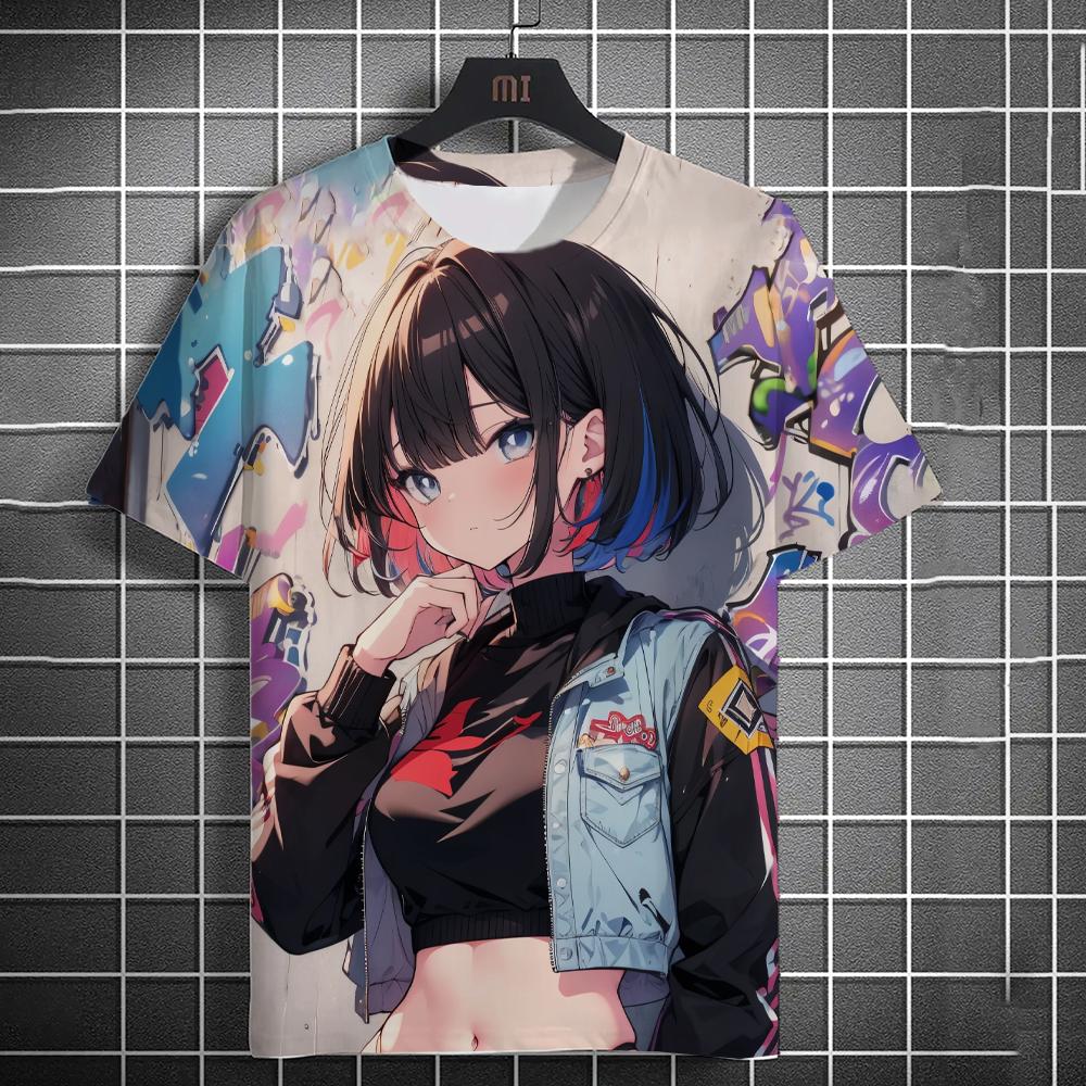 

3D Граффити Искусство Плакат Стиль Принт Футболка Повседневные Мужские/Женские Футболки Детские Футболки с Персонажами Аниме Модный Уличный Топ С Коротким Рукавом 6XL