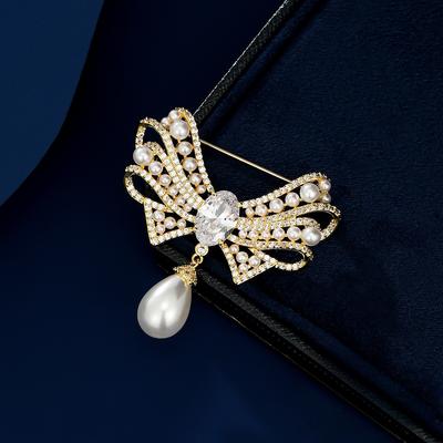 Vintage Perlový dvorní barokní mašlový brož Corsage Dámský Prémiový Elegantní Univerzální Špendlík na kabát
