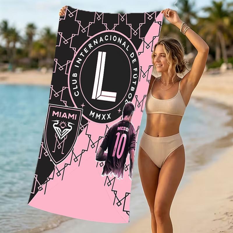 Beach Towel with Inter Miami CF Pattern - soft,absorbent,machine washable Lightweight&Modern,swimming,Travel Essentials