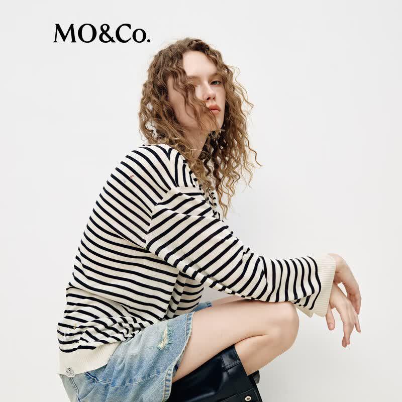 MO&Co. Spring Knitted Pullover with Linen Blend