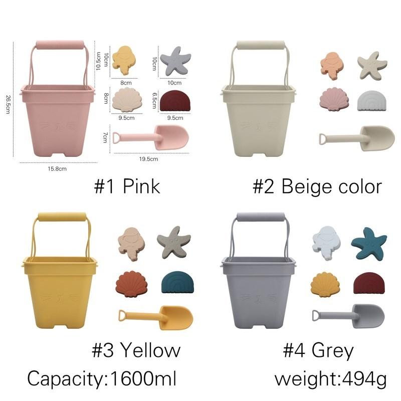 6Pcs Silicone Children Beach Baby Toys Bucket Children Beach Silica Gel Bucket Water Sand Play Game Toys For Children Water Game