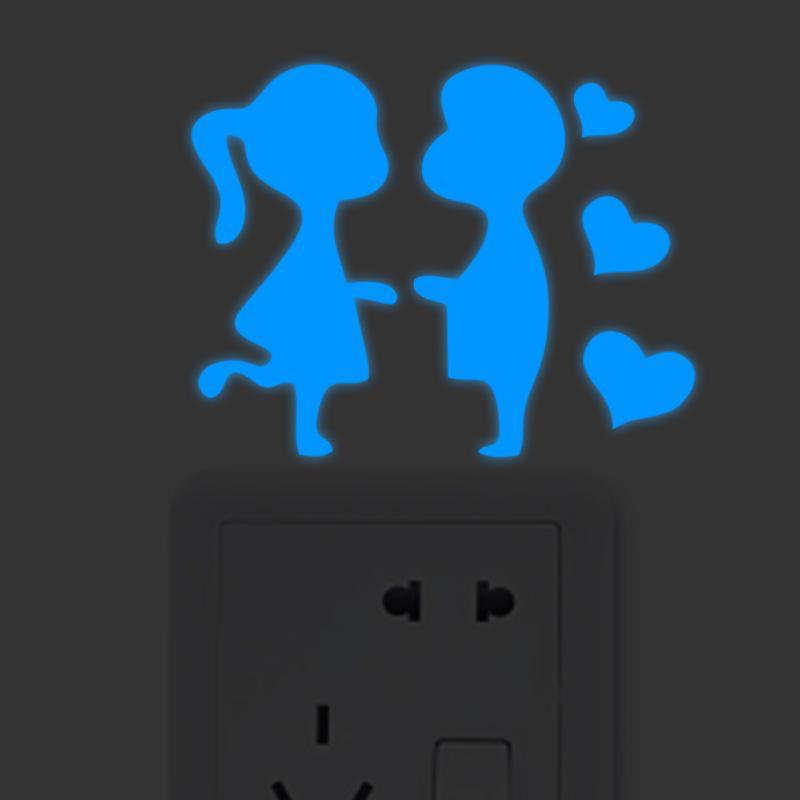 Luminous Five-Pointed Star Wall Stickers for Bedroom and Living Room, Creative Fluorescent Switch Animal Decals.