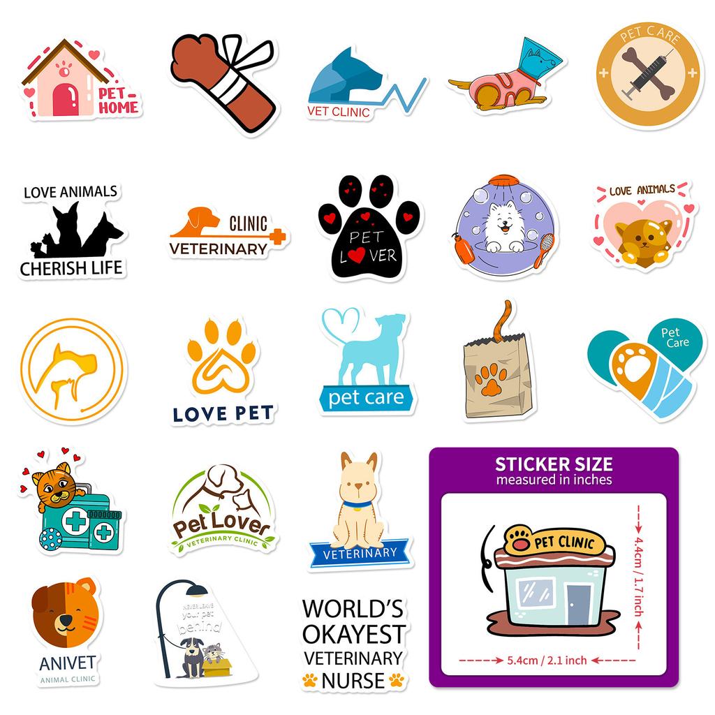 50 Animal Psychology Veterinary Stickers Temu New Style Pet Doctor Veterinary Graffiti Stickers